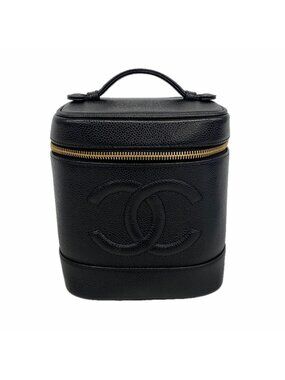 Chanel Vanity Bag Caviar Leather Black Gold